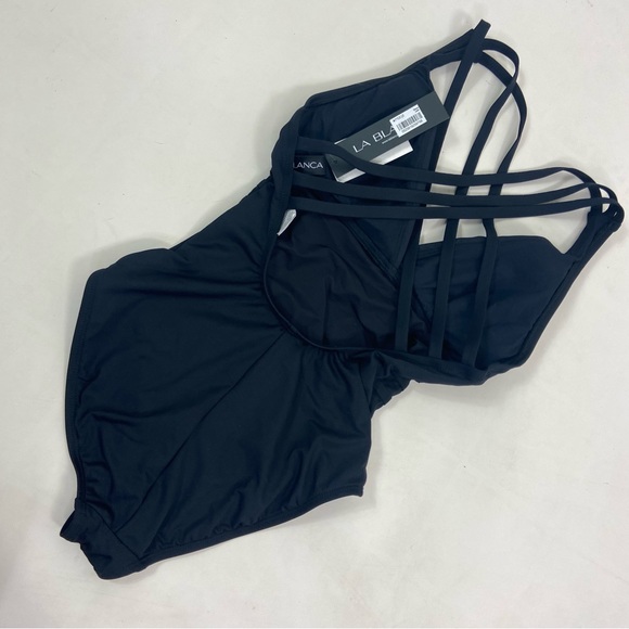 La Blanca NWT LB6BA22 Island Cross Back Mio One-piece Swimsuit Black. Size 4 - Picture 6 of 14